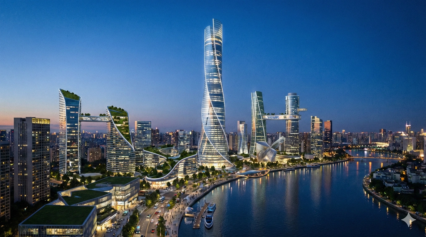 Modern cityscape with impressive architecture