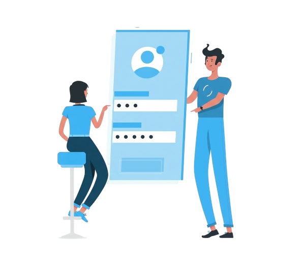 온라인 전자투표 시스템을 사용하는 사람들 일러스트